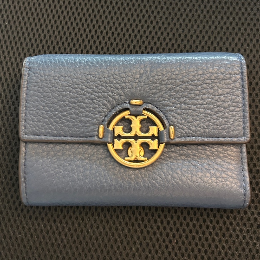 Tory Burch Navy Blue Leather Card Holder